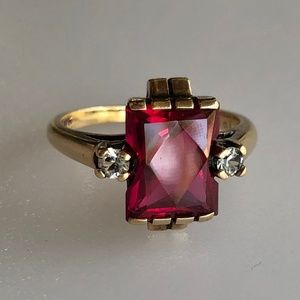 SOLD Beautiful Art Deco 10k Ruby Diamond Ring 3.3g